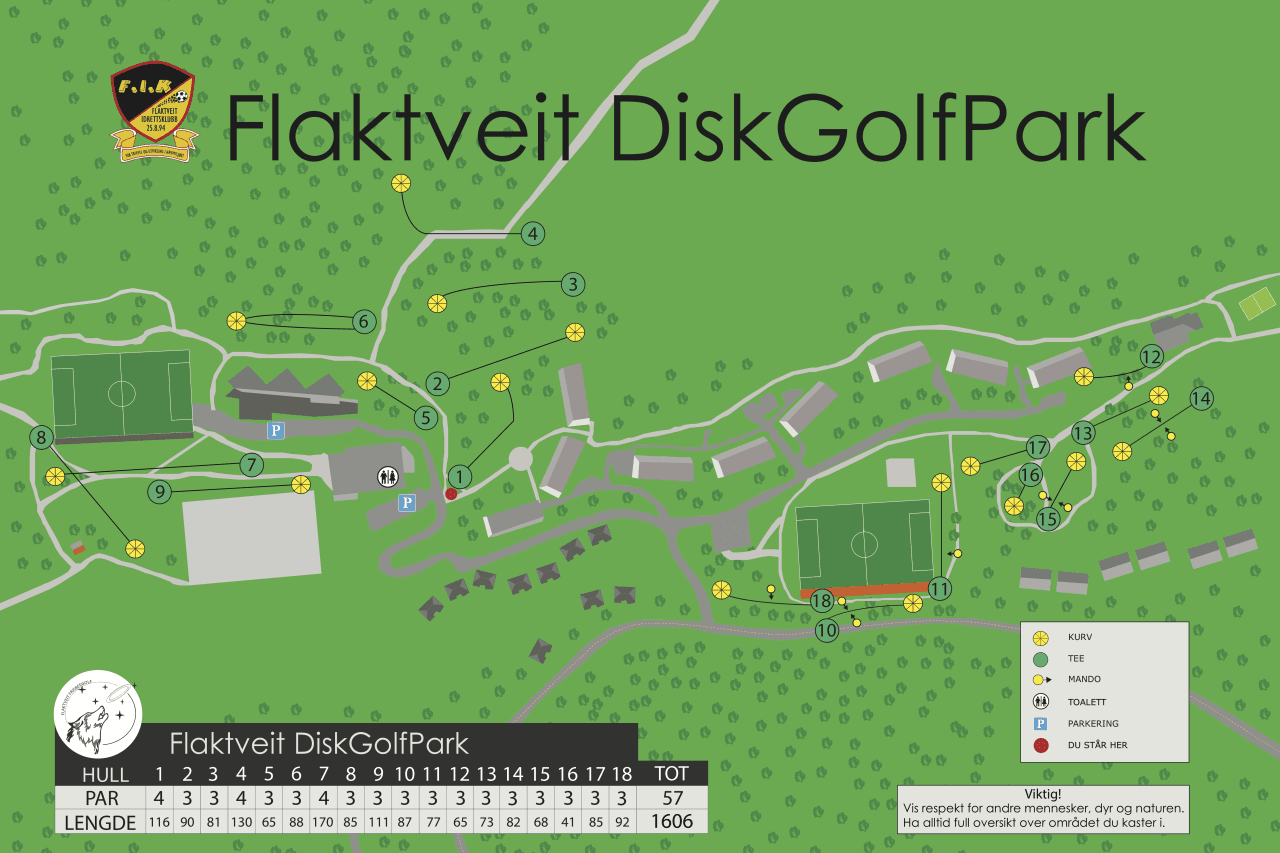 Banekart for Flaktveit Frisbeegolf